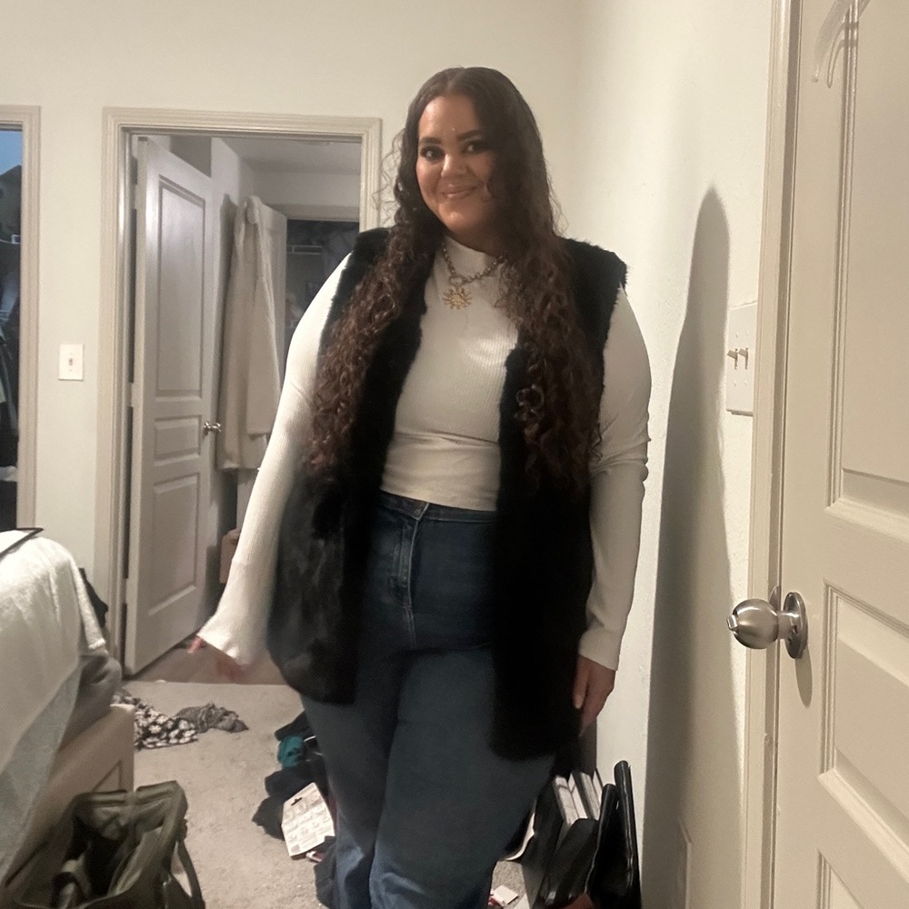Black Faux Fur Vest